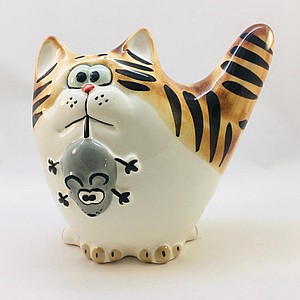 Фарфоровая статуэтка Кот-мышелов (из серии котов-охотников)