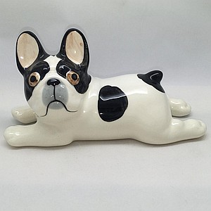 Французский бульдог в лёжке бело-черный