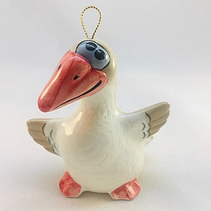 Елочная игрушка Гусь бежевый